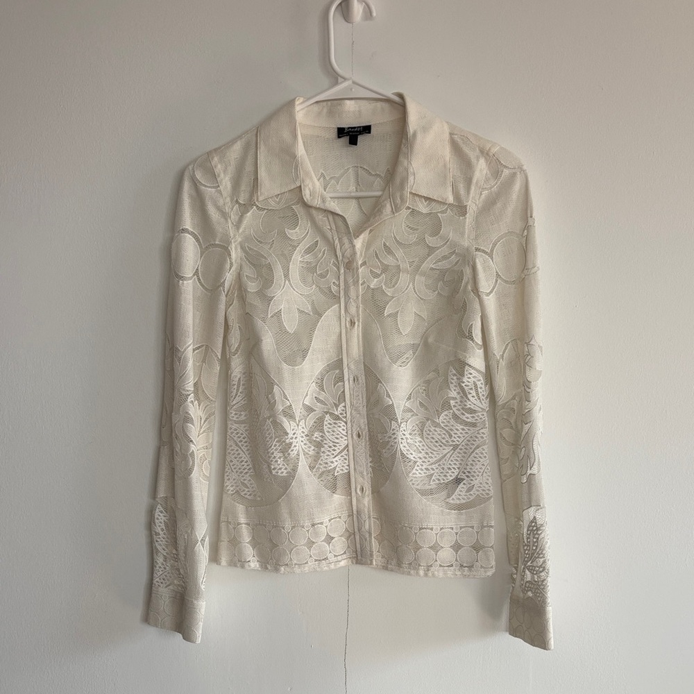 Bardot Cream/white Lace Button Down Shirt